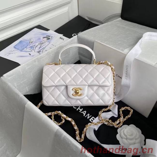 Chanel mini flap bag with top handle AS2431 White