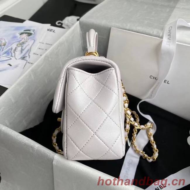 Chanel mini flap bag with top handle AS2431 White