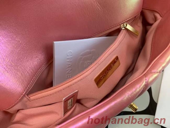 chanel 19 large flap bag Iridescent Calfskin&Gold-Tone AS1162 Pink