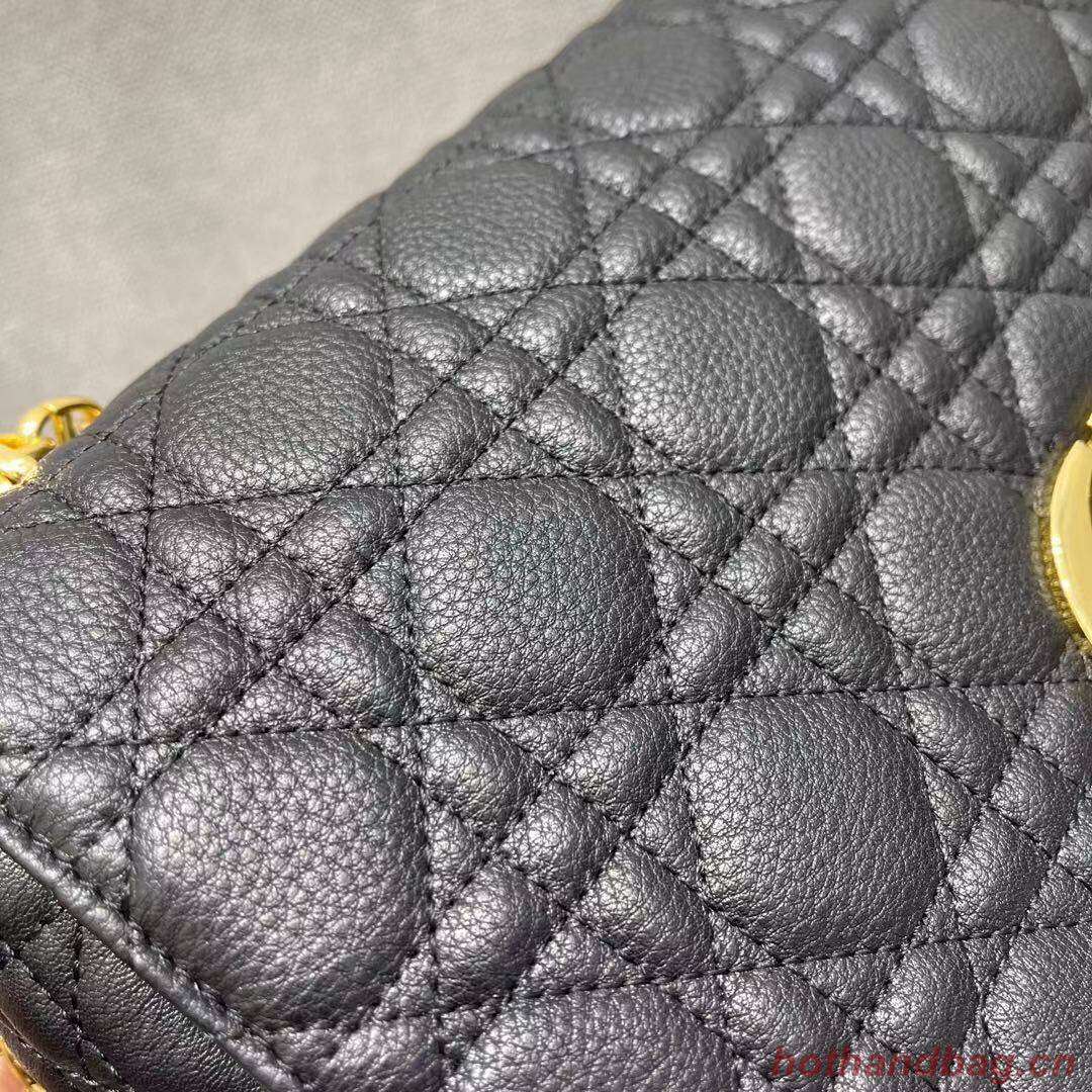 LARGE DIOR CARO BAG Black Soft Cannage Calfskin M9243U