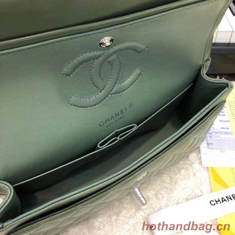 CHANEL Classic Handbag Lambskin A1112 green