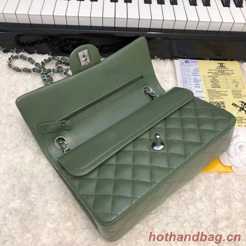 CHANEL Classic Handbag Lambskin A1112 green