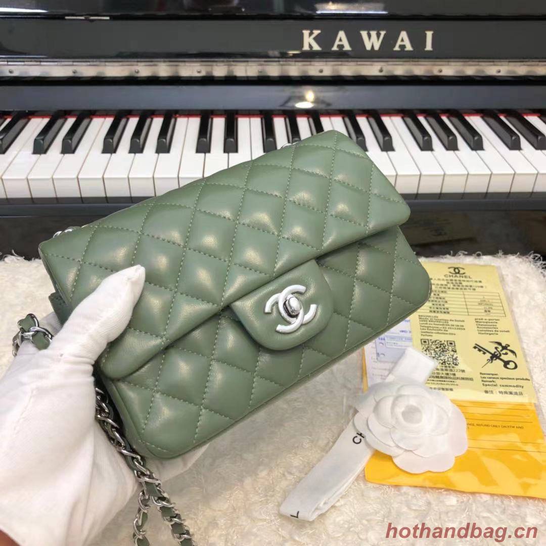 CHANEL Classic Handbag Lambskin  A1116 green