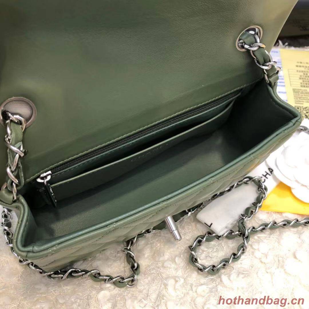 CHANEL Classic Handbag Lambskin  A1116 green