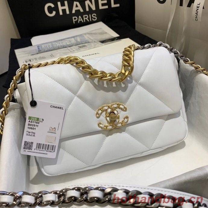 Chanel 19 flap bag AS1160 White