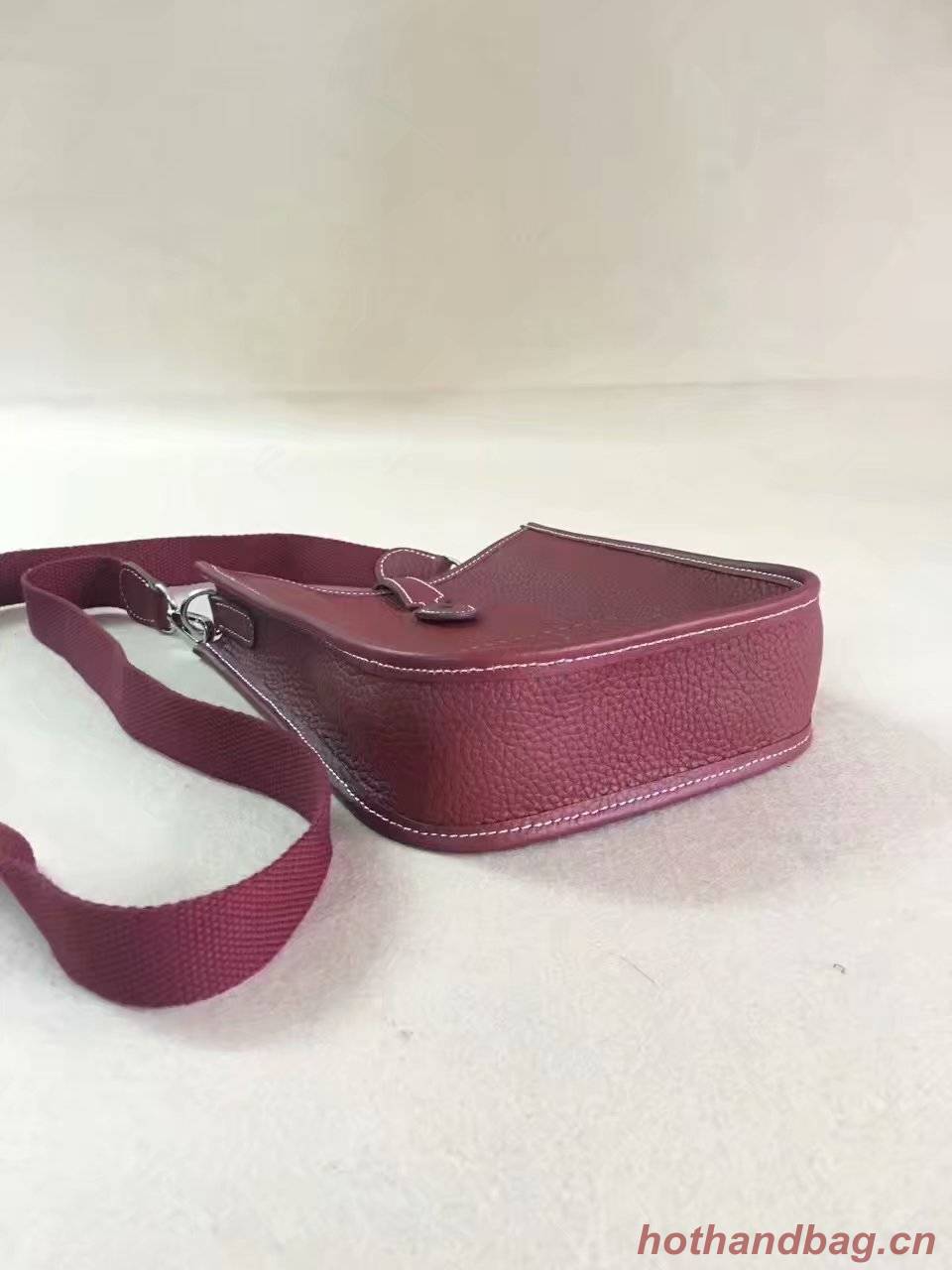 Hermes Evelyne original togo leather mini Shoulder Bag H15698 Burgundy