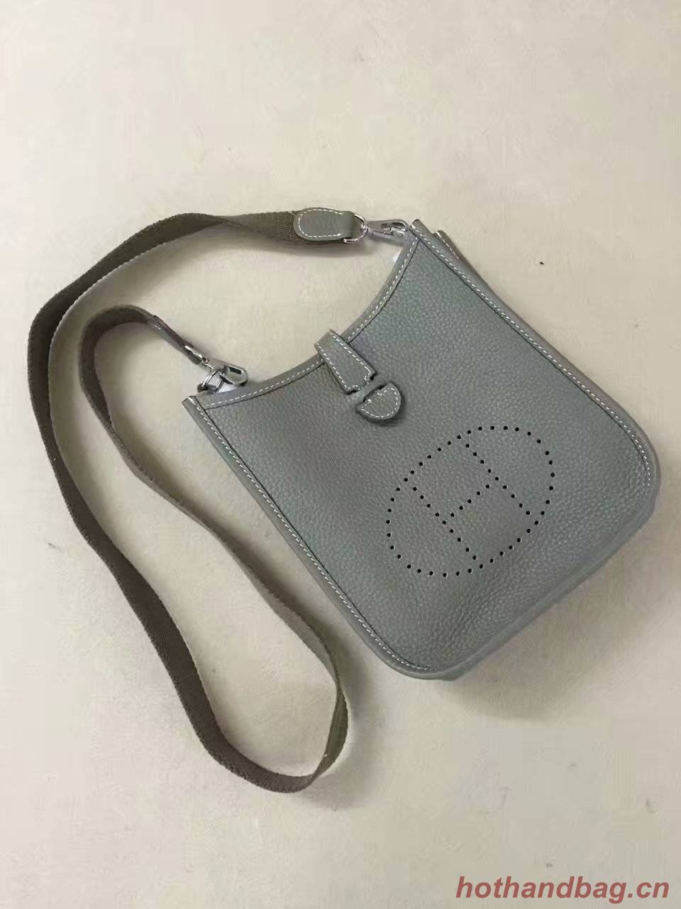 Hermes Evelyne original togo leather mini Shoulder Bag H15698 dark grey