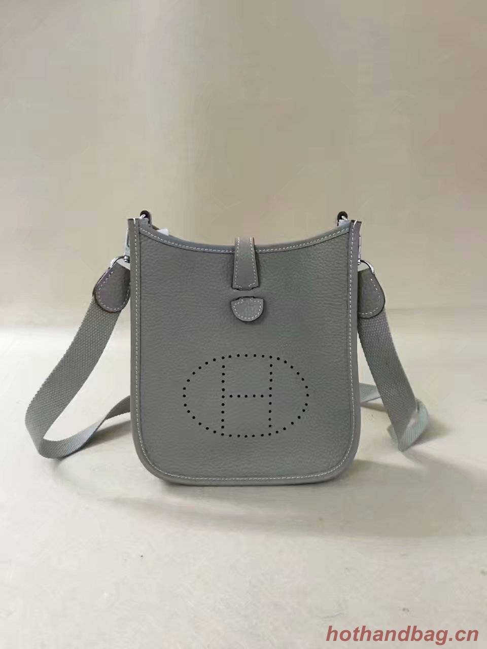 Hermes Evelyne original togo leather mini Shoulder Bag H15698 light grey