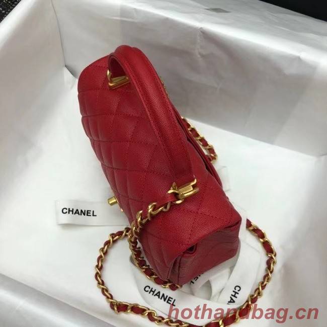 CHANEL mini flap bag with top handle AS2431 red