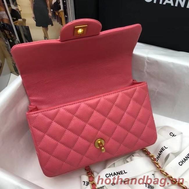 CHANEL mini flap bag with top handle AS2431 rose 