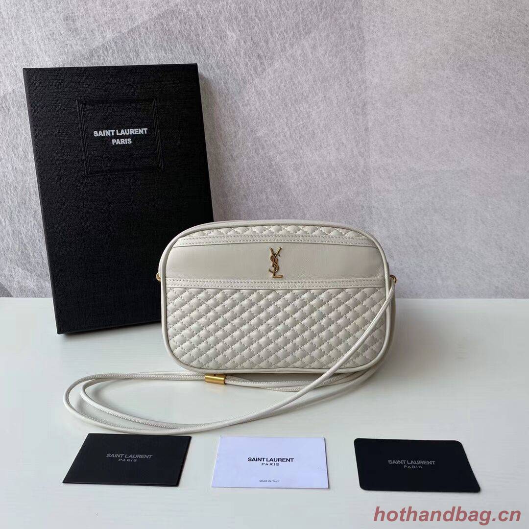 SAINT LAURENT VICTOIRE CAMERA BAG IN QUILTED LAMBSKIN 6489901 BLANC VINTAGE