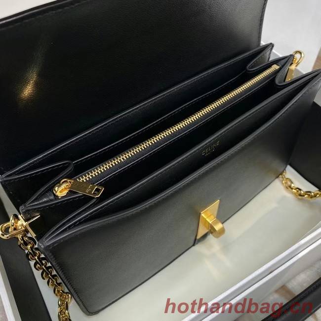 Celine TRIOMPHE SHOULDER BAG IN SHINY CALFSKIN 194023 BLACK