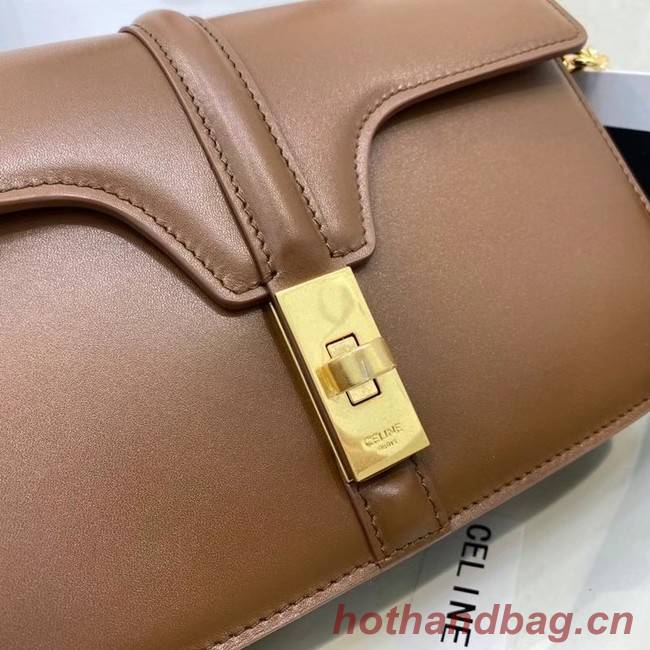 Celine TRIOMPHE SHOULDER BAG IN SHINY CALFSKIN 194023 brown