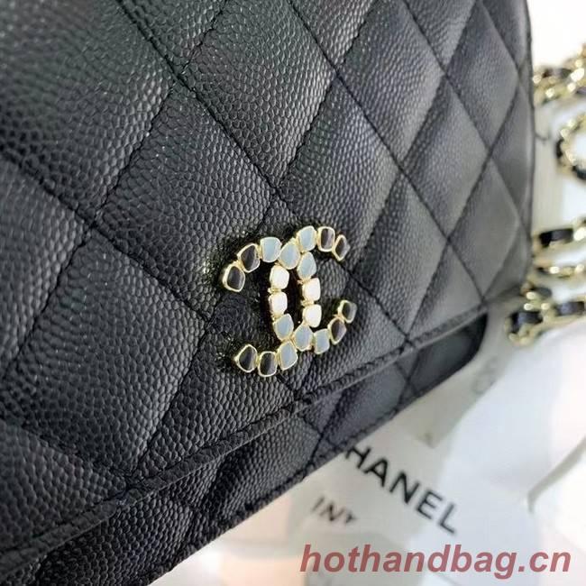 Chanel mini flap bag Grained Calfskin A81066 black