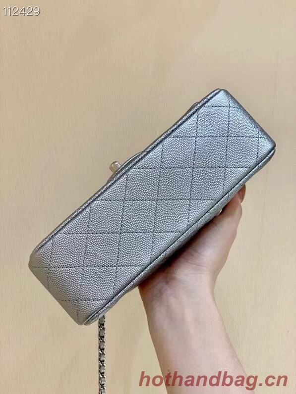 CHANEL mini flap bag with top handle AS2431 Silver