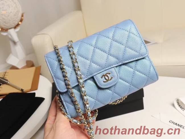 Chanel mini flap bag Grained Calfskin A84512 sky blue