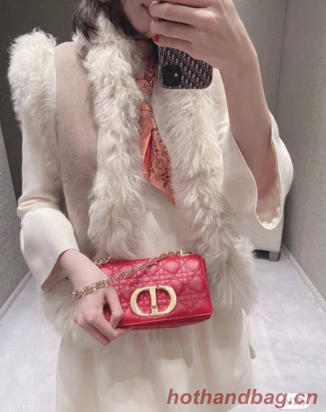 Dior SMALL DIOR CARO BAG red Soft Cannage Calfskin M9241