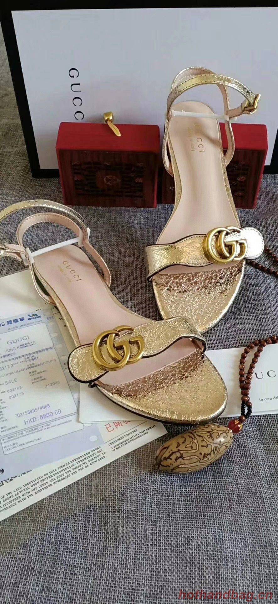 Gucci Sandals Shoes 1CM 7CM 10CM Heels GG6326 Gold