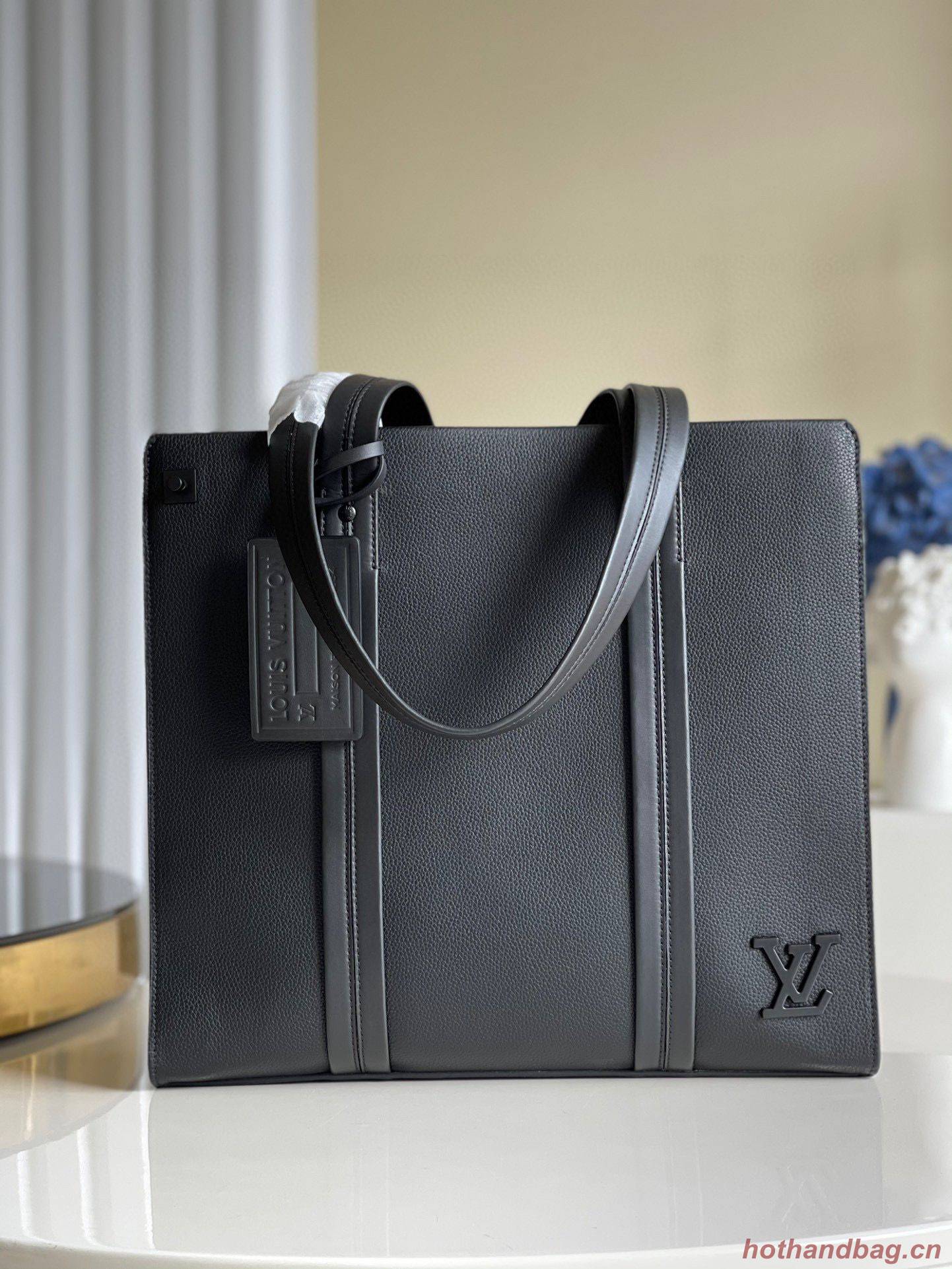 Louis Vuitton Original Leather Aerogram Tote Bag M57308 Black