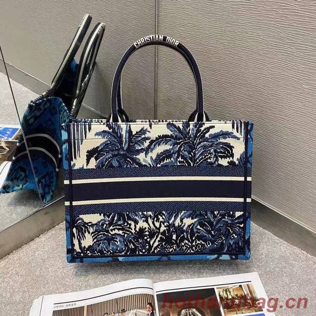 DIOR BOOK TOTE Blue Dior Palms Embroidery M1287