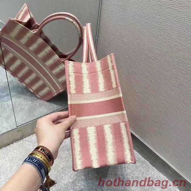 DIOR BOOK TOTE Pink D-Stripes Embroidery M1287