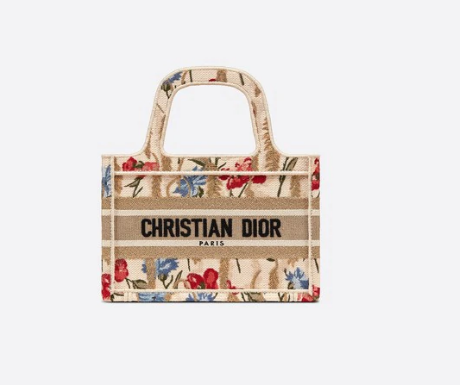 MINI DIOR BOOK TOTE Beige Multicolor Dior Hibiscus Embroidery S5475ZR