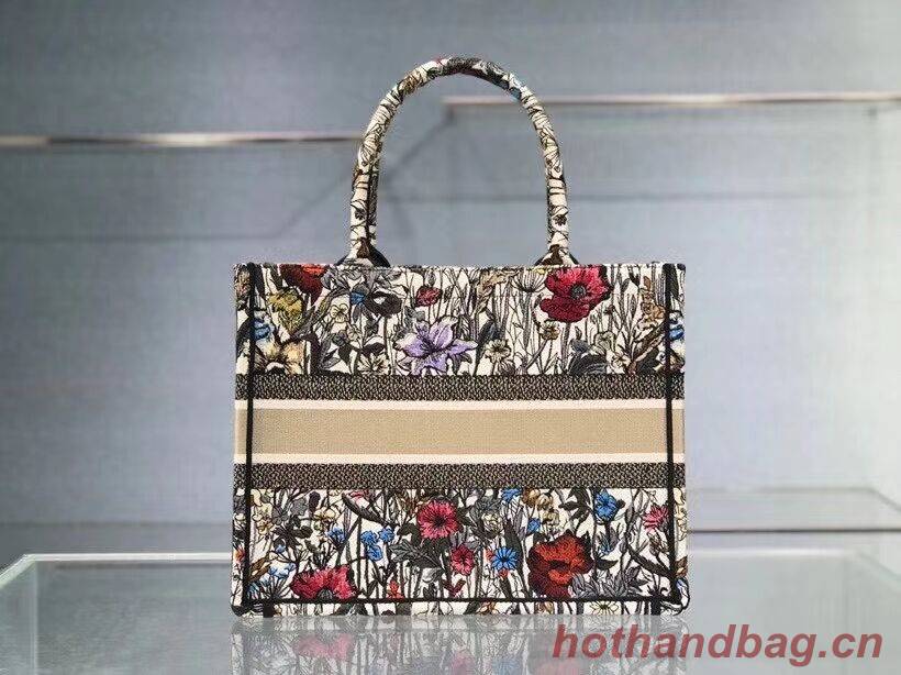 Medium DIOR BOOK TOTE Multicolor Mille Fleurs Embroidery M1296Z