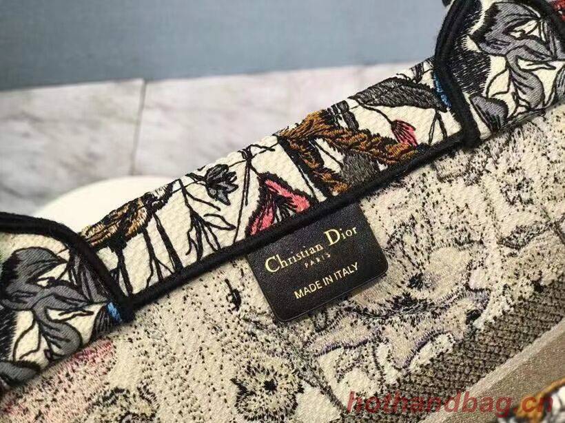 Medium DIOR BOOK TOTE Multicolor Mille Fleurs Embroidery M1296Z