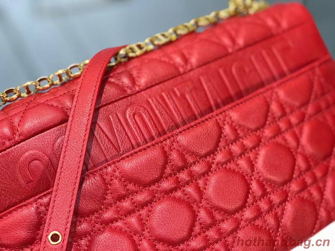 LARGE DIOR CARO BAG Soft Cannage Calfskin M9243U Red