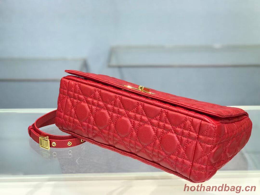 LARGE DIOR CARO BAG Soft Cannage Calfskin M9243U Red