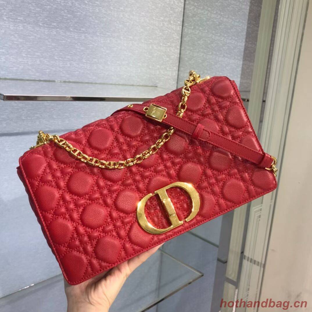 LARGE DIOR CARO BAG Soft Cannage Calfskin M9243U Red