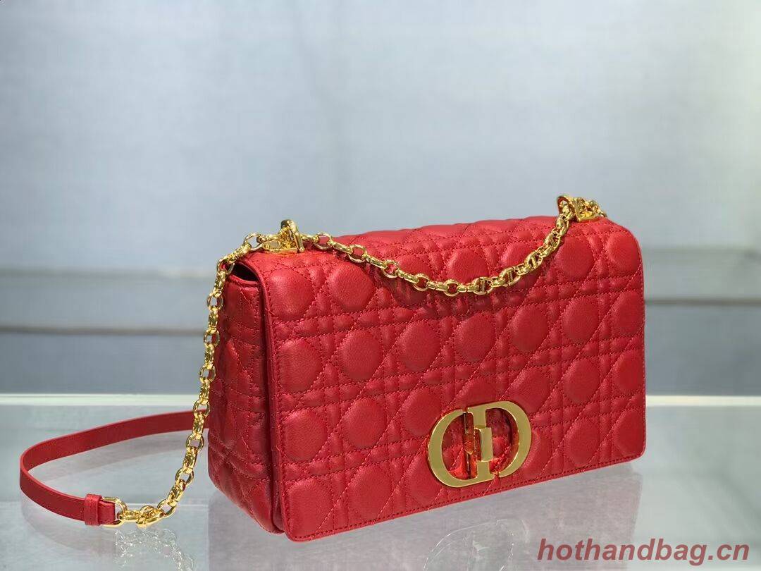 LARGE DIOR CARO BAG Soft Cannage Calfskin M9243U Red