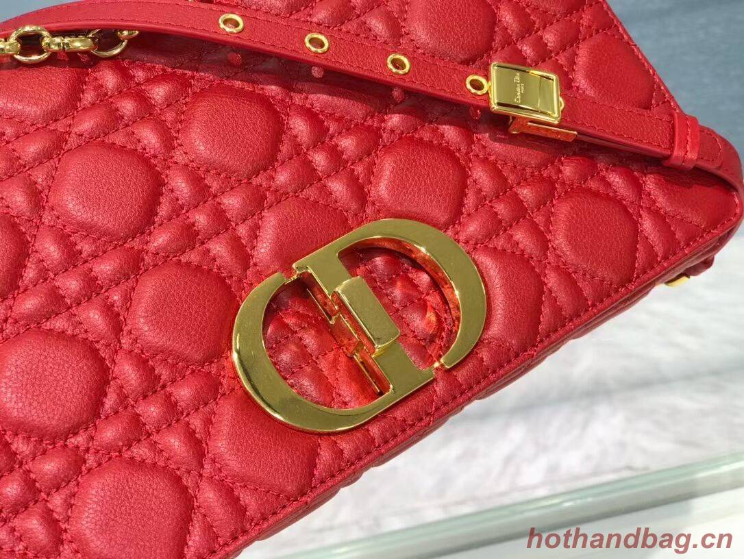 LARGE DIOR CARO BAG Soft Cannage Calfskin M9243U Red