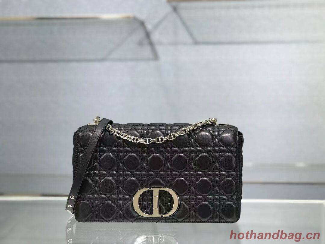 LARGE DIOR CARO BAG Soft Cannage Calfskin M9243U black