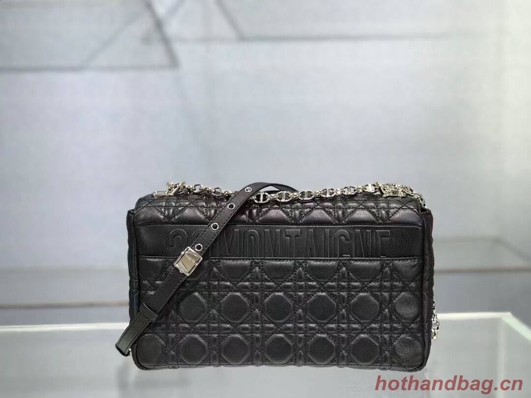 LARGE DIOR CARO BAG Soft Cannage Calfskin M9243U black