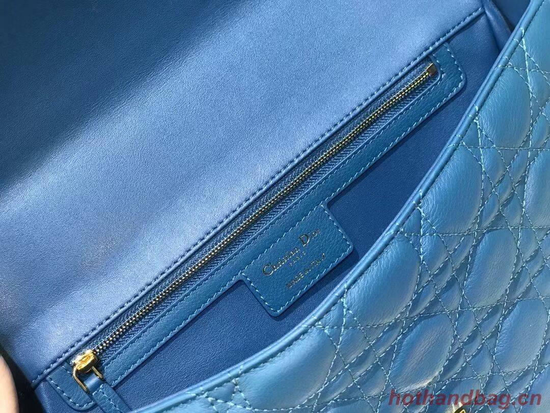 LARGE DIOR CARO BAG Soft Cannage Calfskin M9243U blue