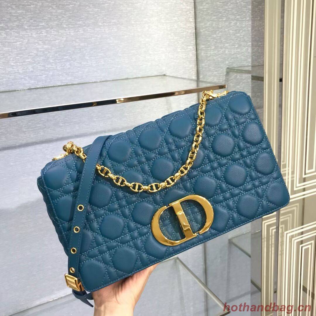 LARGE DIOR CARO BAG Soft Cannage Calfskin M9243U blue