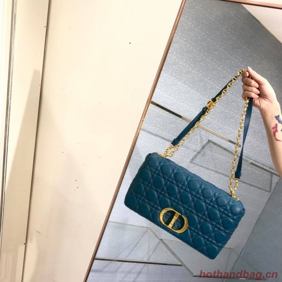 LARGE DIOR CARO BAG Soft Cannage Calfskin M9243U blue