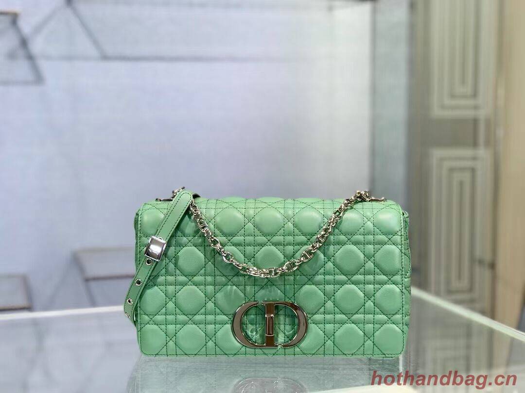 LARGE DIOR CARO BAG Soft Cannage Calfskin M9243U green