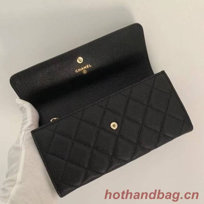 Chanel Calfskin Leather & Gold-Tone Metal Wallet AP1895 black