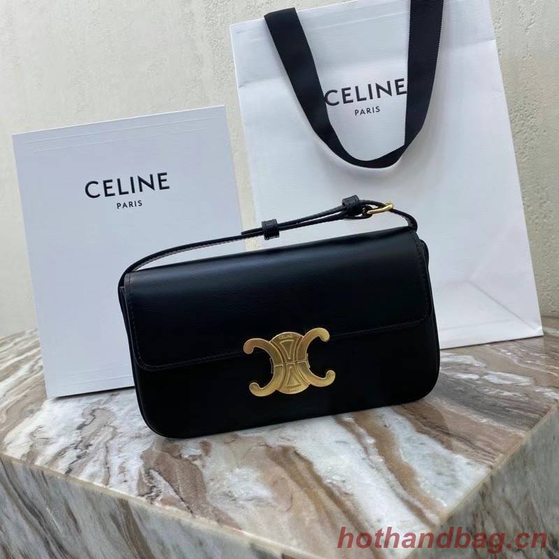 Celine TRIOMPHE SHOULDER BAG IN NATURAL CALFSKIN 194143 black