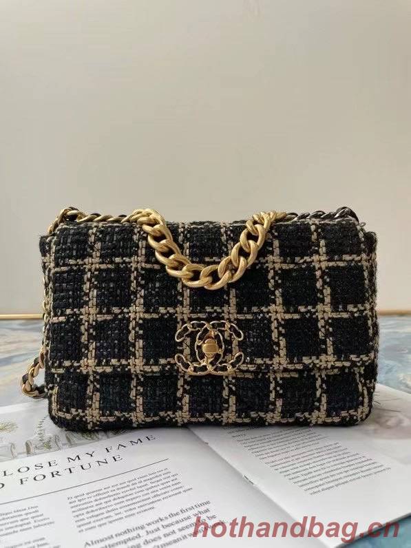 chanel 19 flap bag Tweed AS1160 AS1161 AS1162 black