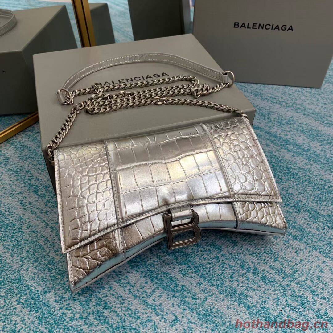 Balenciaga HOURGLASS CHAIN BAG B164497 Silver