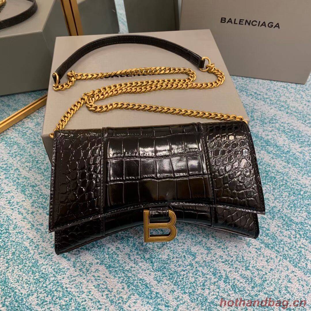 Balenciaga HOURGLASS CHAIN BAG B164497 black&aged-gold hardware