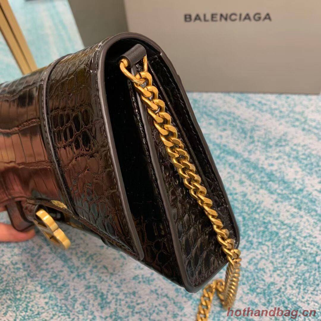 Balenciaga HOURGLASS CHAIN BAG B164497 black&aged-gold hardware