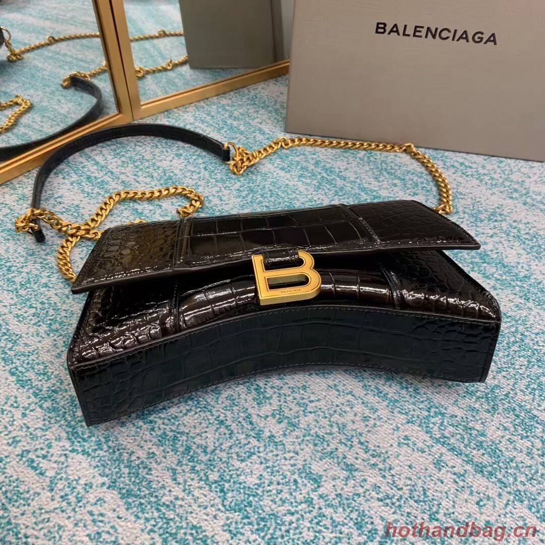 Balenciaga HOURGLASS CHAIN BAG B164497 black&aged-gold hardware