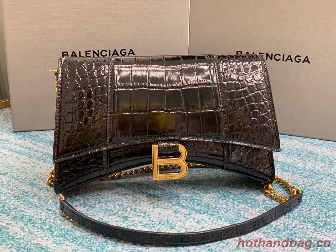 Balenciaga HOURGLASS CHAIN BAG B164497 black&aged-gold hardware