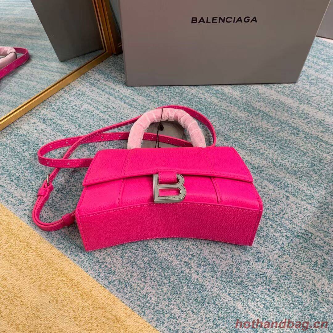 Balenciaga HOURGLASS XS TOP HANDLE BAG Grained calsfkin B108896  neon pink