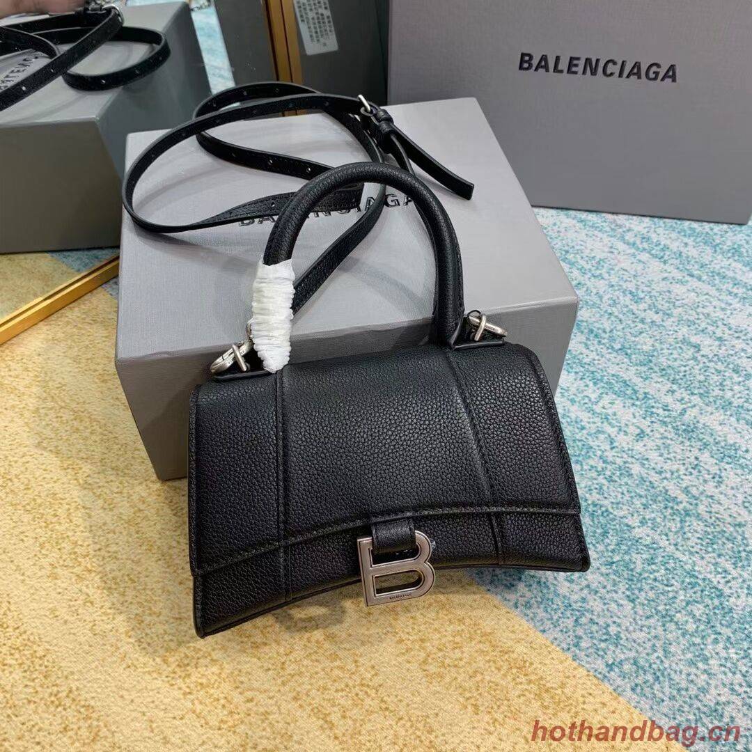 Balenciaga HOURGLASS XS TOP HANDLE BAG Grained calsfkin B108896 black