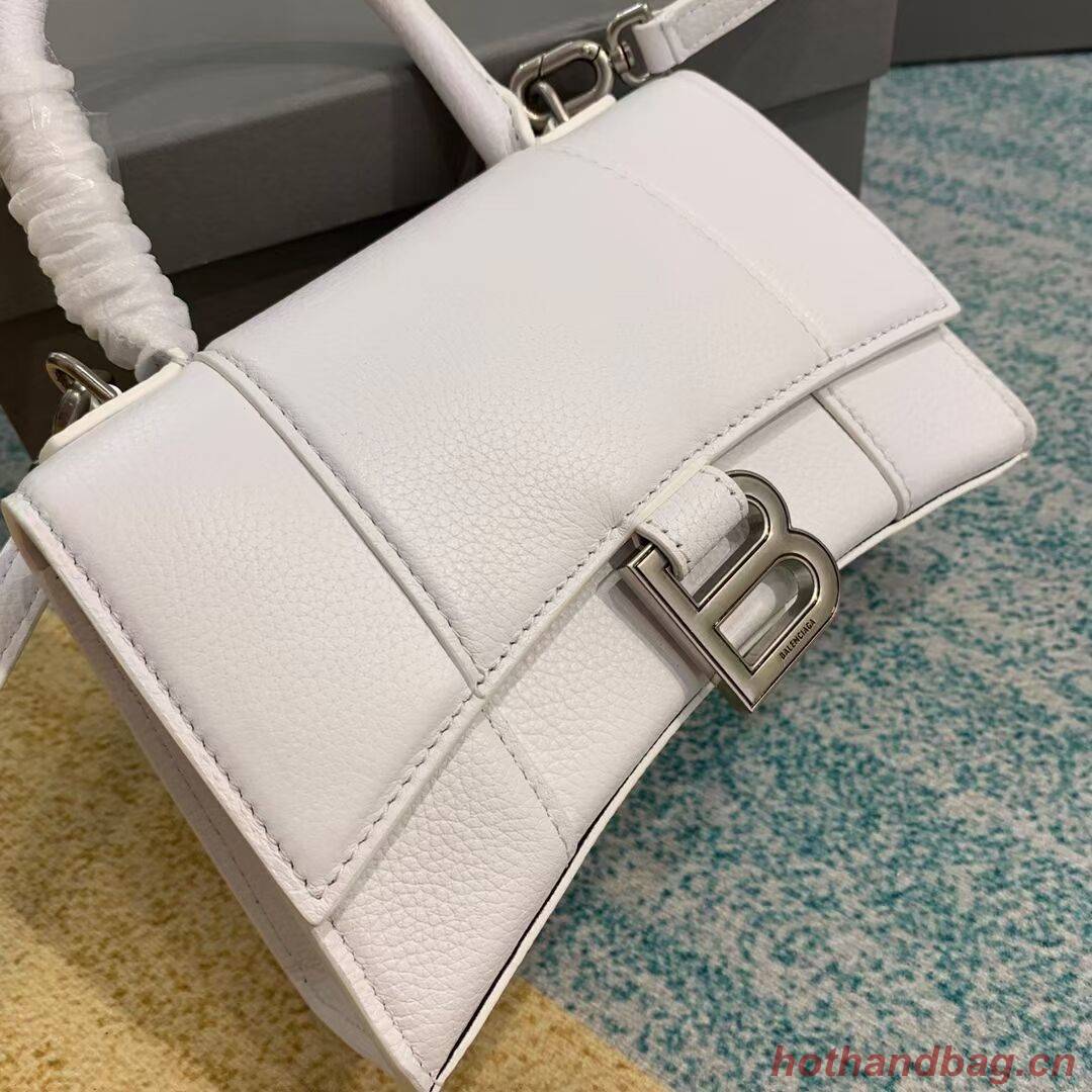 Balenciaga HOURGLASS XS TOP HANDLE BAG Grained calsfkin B108896 white